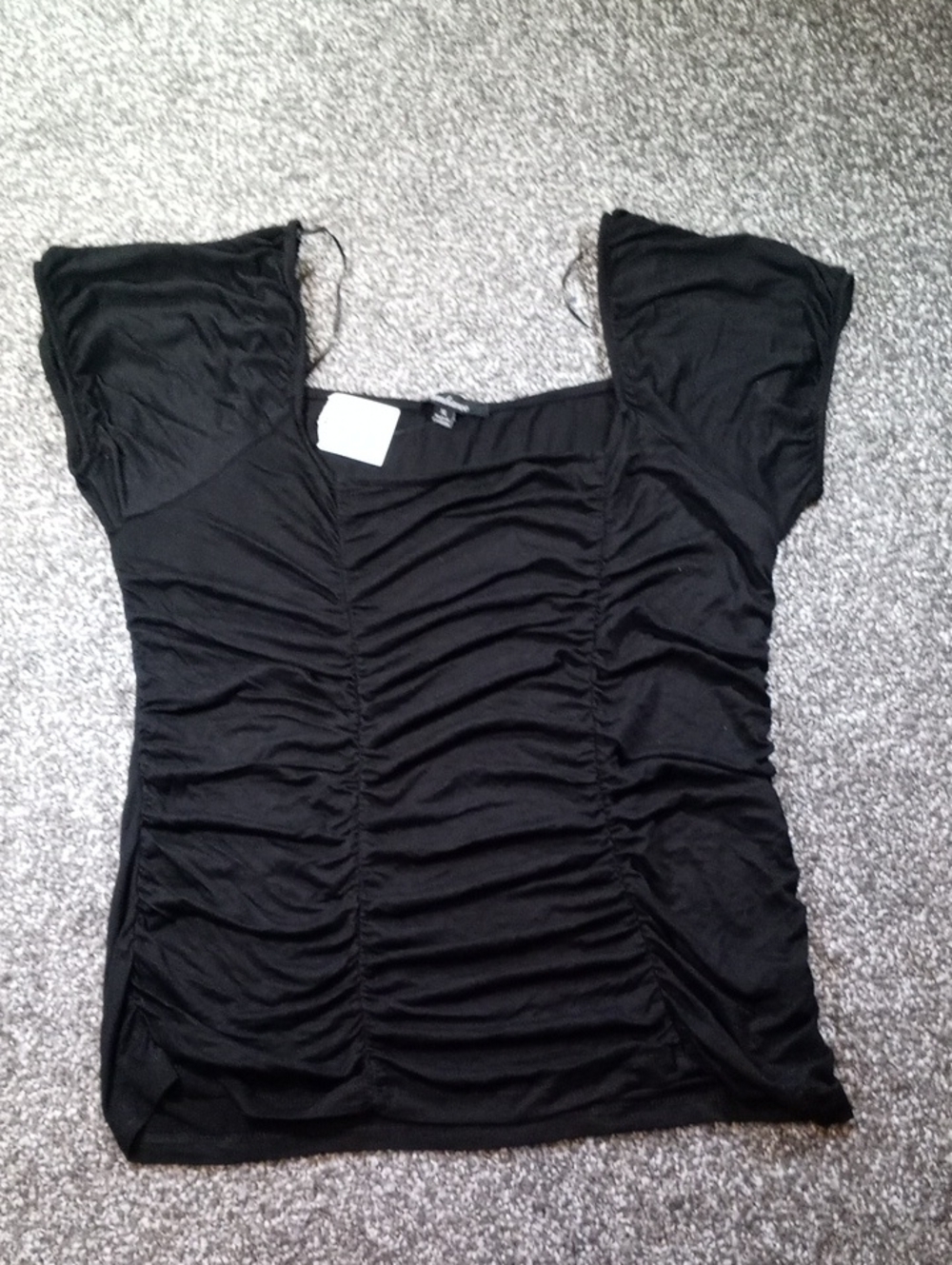 Ambiance Black Ruched Short Sleeve Top